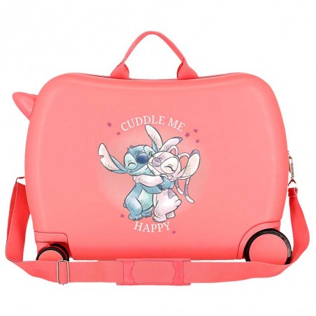 Disney | Valise trotteur Stitch "Cuddle me" corail | Bagage enfant à chevaucher