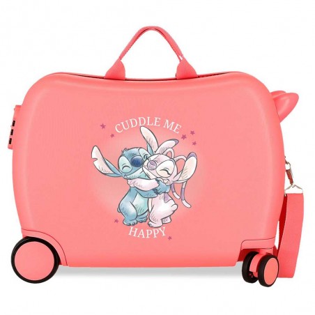 Disney | Valise trotteur Stitch "Cuddle me" corail | Bagage enfant à chevaucher