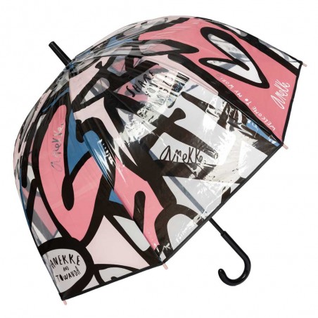 Anekke | Parapluie long vinyle "Heartbeat" | Parapluie cloche transparent femme pas cher