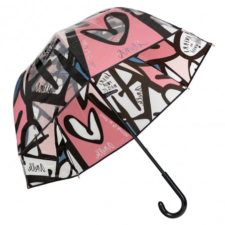 Anekke | Parapluie long vinyle "Heartbeat" | Parapluie cloche transparent femme pas cher