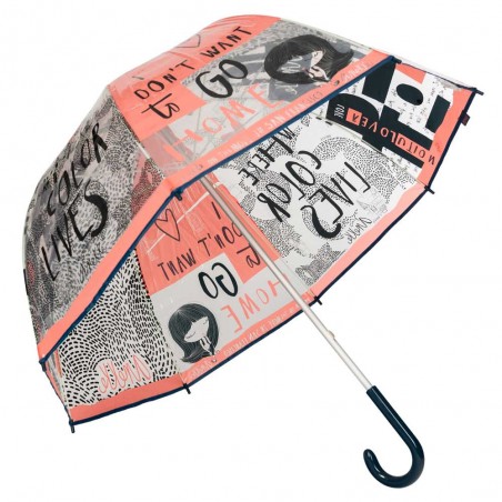 Anekke | Parapluie long vinyle "Sixties" | Parapluie cloche transparent femme pas cher