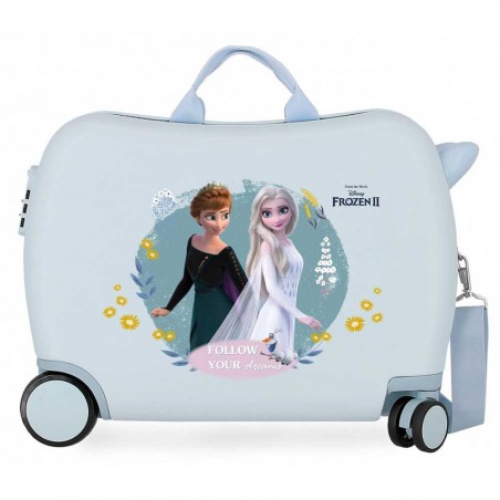 DISNEY | Valise trotteur La Reine des Neiges "Follow your dreams" ciel | Bagage enfant ludique à chevaucher