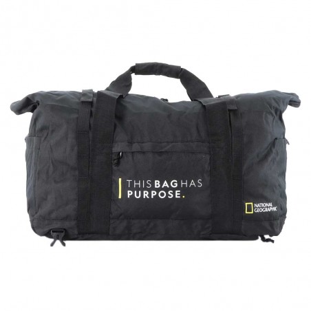 NATIONAL GEOGRAPHIC | Sac de voyage pliable "Pathway" noir | Sac de voyage convertible sac à dos polyester recyclé