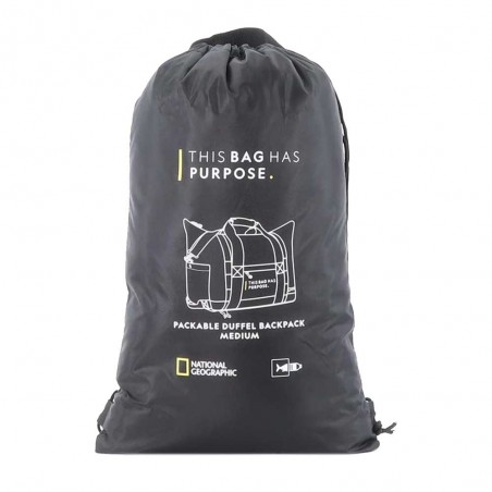 NATIONAL GEOGRAPHIC | Sac de voyage pliable "Pathway" noir | Sac de voyage convertible sac à dos polyester recyclé