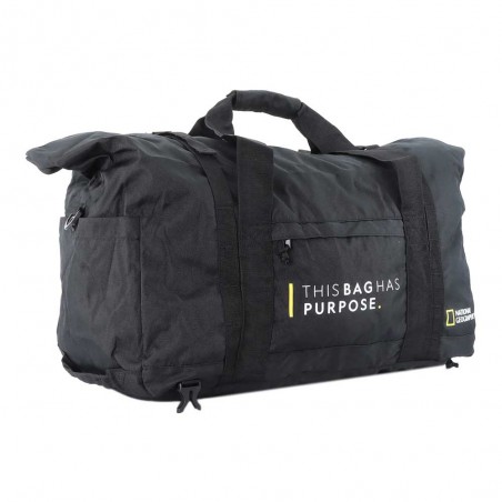 NATIONAL GEOGRAPHIC | Sac de voyage pliable "Pathway" noir | Sac de voyage convertible sac à dos polyester recyclé