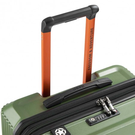 JEEP | Valise soute M extensible JH001A vert | Bagage 4 roues taille moyenne style baroudeur robuste