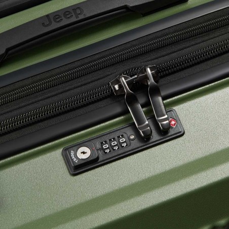 JEEP | Valise soute M extensible JH001A vert | Bagage 4 roues taille moyenne style baroudeur robuste