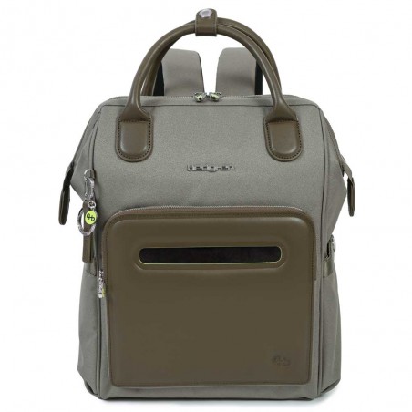 HEDGREN | Sac à dos femme "Moka" M 14" vintage taupe | Sac femme poche ordinateur haute qualité