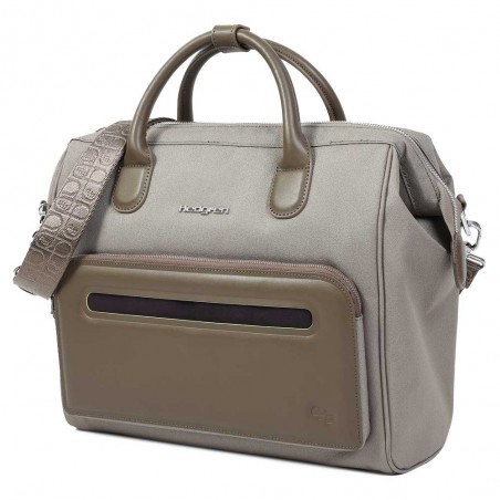 HEDGREN | Porte-documents PC femme "Galao" vintage taupe | Sacoche ordinateur élégante