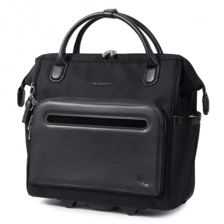 HEDGREN | Sacoche trolley PC femme "Venti" noir | Pilot case à roulettes élégant professionnel