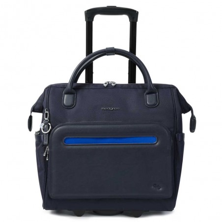 HEDGREN | Sacoche trolley PC femme "Venti" peacoat blue | Pilot case à roulettes élégant professionnel