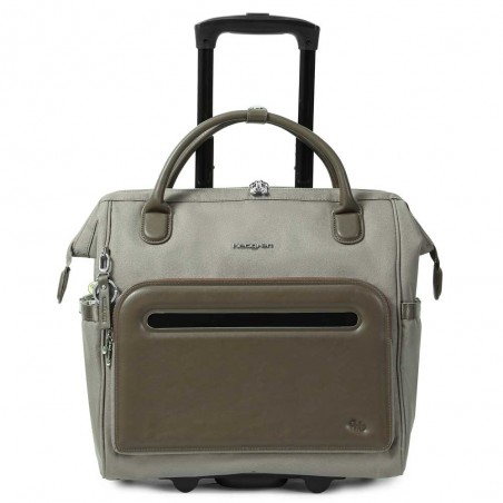 HEDGREN | Sacoche trolley PC femme "Venti" vintage taupe | Pilot case à roulettes élégant professionnel