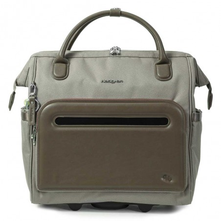 HEDGREN | Sacoche trolley PC femme "Venti" vintage taupe | Pilot case à roulettes élégant professionnel