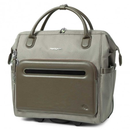 HEDGREN | Sacoche trolley PC femme "Venti" vintage taupe | Pilot case à roulettes élégant professionnel