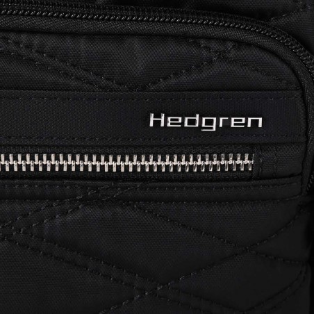 HEDGREN | Sac bandoulière "Emily" noir effet matelassé | Sac femme porté croisé léger avec poches design épuré haute qualité