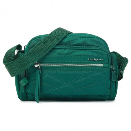 HEDGREN | Sac bandoulière "Emily" vert effet matelassé | Sac femme porté croisé léger avec poches design épuré haute qualité