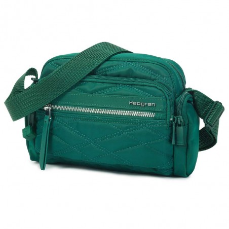 HEDGREN | Sac bandoulière "Emily" vert effet matelassé | Sac femme porté croisé léger avec poches design épuré haute qualité