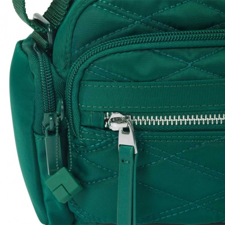 HEDGREN | Sac bandoulière "Emily" vert effet matelassé | Sac femme porté croisé léger avec poches design épuré haute qualité