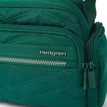 HEDGREN | Sac bandoulière "Emily" vert effet matelassé | Sac femme porté croisé léger avec poches design épuré haute qualité