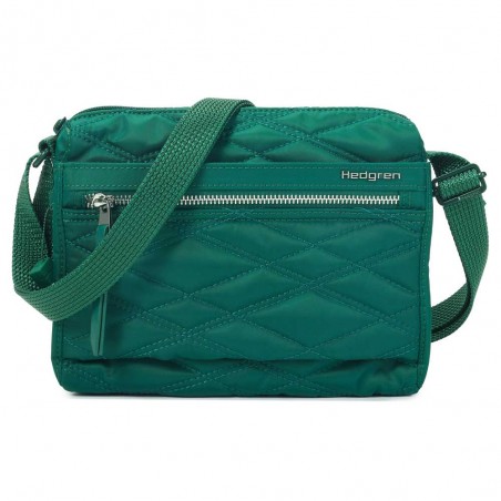 HEDGREN | Sac bandoulière "Eye" vert effet matelassé | Sac femme porté croisé léger avec poches design épuré haute qualité