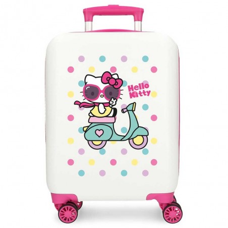 Valise enfant Hello Kitty "Girl Gang" blanc | Petit bagage fille 50cm vol low cost pas cher