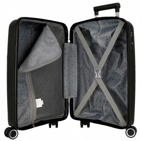 MOVOM | Valise cabine "Inari" noir | Bagage petite taille 4 roues polypropylène sécurisé pas cher