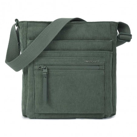 HEDGREN | Sac bandoulière "Orva" corduroy duck green | Sac femme porté croisé en velours côtelé original