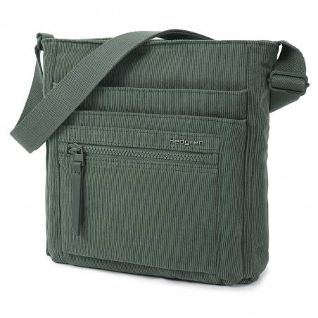 HEDGREN | Sac bandoulière "Orva" corduroy duck green | Sac femme porté croisé en velours côtelé original