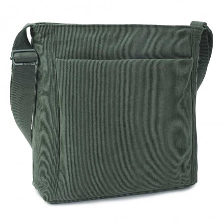 HEDGREN | Sac bandoulière "Orva" corduroy duck green | Sac femme porté croisé en velours côtelé original