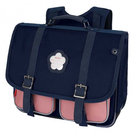 KICKERS | Cartable fille 38cm "Classic Girl" bleu marine rose | Sac scolaire CP CE1 pas cher