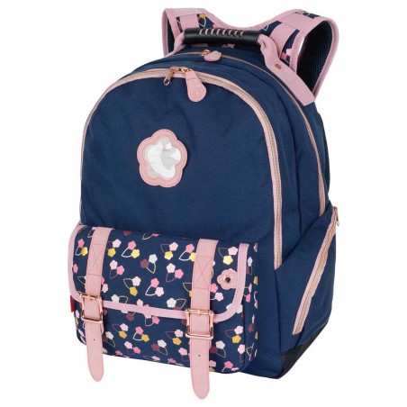 KICKERS | Sac à dos fille 2 cpts "Fantasy girl" marine | Sac scolaire CM1 CM1 haute qualité robuste