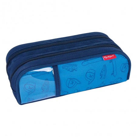 KICKERS | Trousse double garçon "Fantasy Boy" bleu | Trousse scolaire deux compartiments pas cher