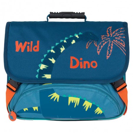 OBERTHUR | Cartable garçon 38cm Wild Dino bleu | Sac scolaire dinosaure pas cher CP CE1