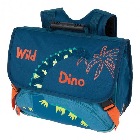 OBERTHUR | Cartable garçon 38cm Wild Dino bleu | Sac scolaire dinosaure pas cher CP CE1