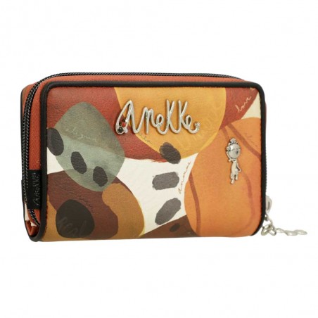 Anekke | Portefeuille compact zippé "Alegria" | Portefeuille femme taille moyenne porte-monnaie et cartes original