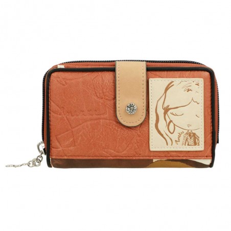 Anekke | Portefeuille compact zippé "Alegria" | Portefeuille femme taille moyenne porte-monnaie et cartes original