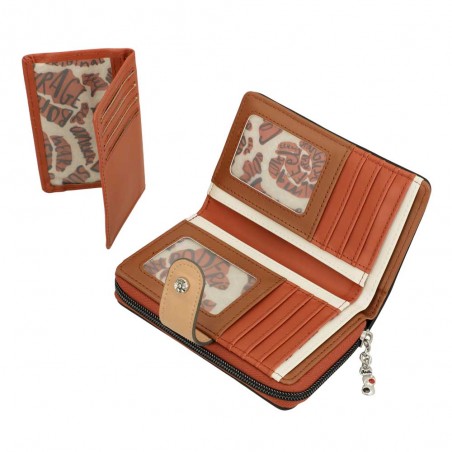 Anekke | Portefeuille compact zippé "Alegria" | Portefeuille femme taille moyenne porte-monnaie et cartes original