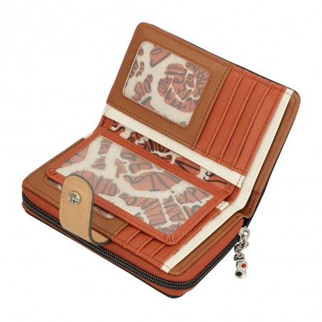 Anekke | Portefeuille compact zippé "Alegria" | Portefeuille femme taille moyenne porte-monnaie et cartes original