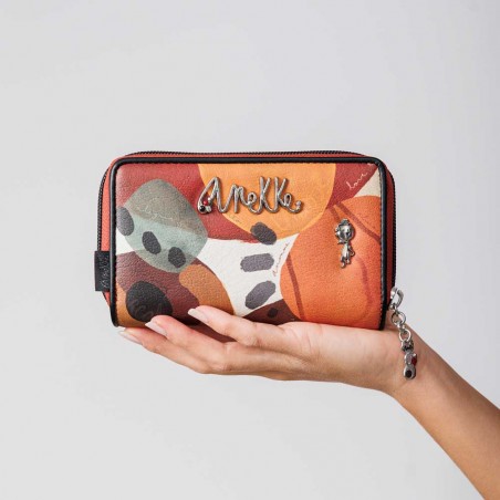 Anekke | Portefeuille compact zippé "Alegria" | Portefeuille femme taille moyenne porte-monnaie et cartes original