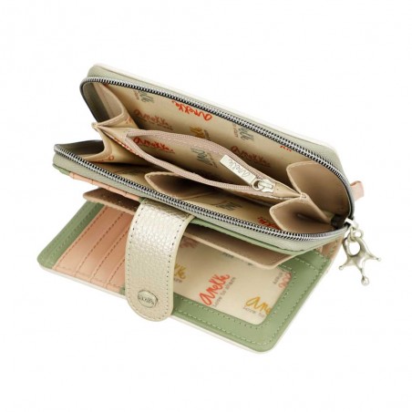 Anekke | Portefeuille compact zippé "Smart" | Porte-monnaie porte-cartes femme original taille moyenne pas cher