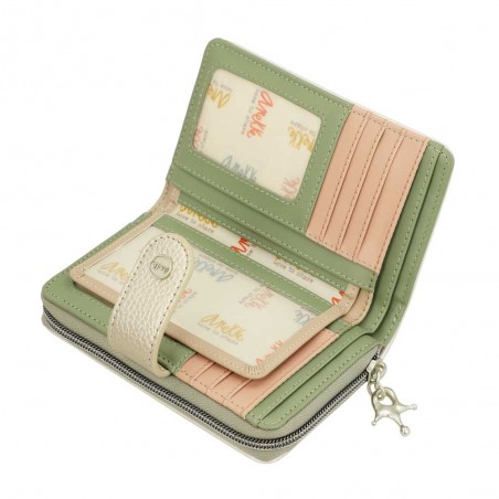 Anekke | Portefeuille compact zippé "Smart" | Porte-monnaie porte-cartes femme original taille moyenne pas cher