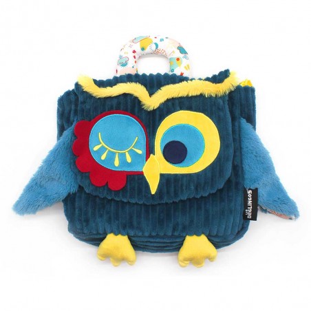 Les Déglingos | Sac à dos velours "Astros le hibou" | Sac à dos enfant crèche maternelle original doudou