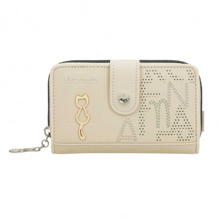 Anekke | Portefeuille compact zippé "Original" beige | Porte-monnaie et porte-cartes femme taille moyenne marque Anekke pas cher