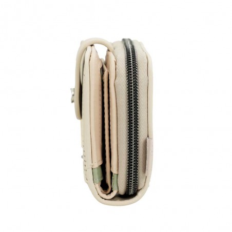 Anekke | Portefeuille compact zippé "Original" beige | Porte-monnaie et porte-cartes femme taille moyenne marque Anekke pas cher