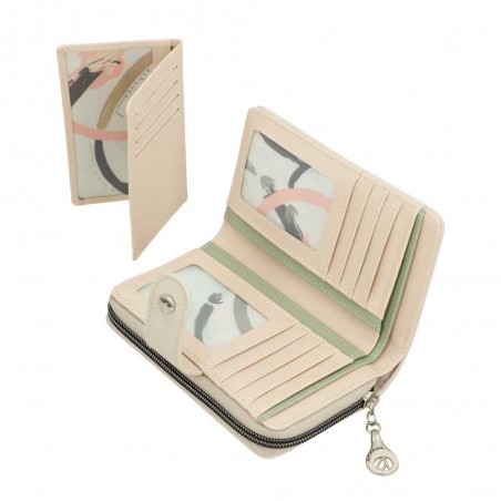 Anekke | Portefeuille compact zippé "Original" beige | Porte-monnaie et porte-cartes femme taille moyenne marque Anekke pas cher