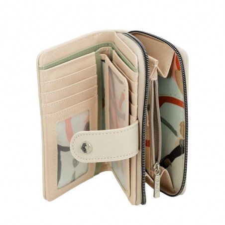 Anekke | Portefeuille compact zippé "Original" beige | Porte-monnaie et porte-cartes femme taille moyenne marque Anekke pas cher