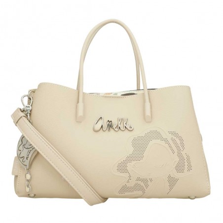 Anekke | Sac à main anses courtes "Original" beige | Sac femme porté main avec bandoulière marque Anekke pas cher