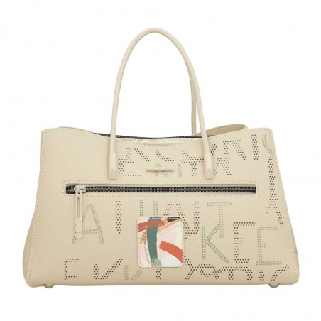 Anekke | Sac à main anses courtes "Original" beige | Sac femme porté main avec bandoulière marque Anekke pas cher