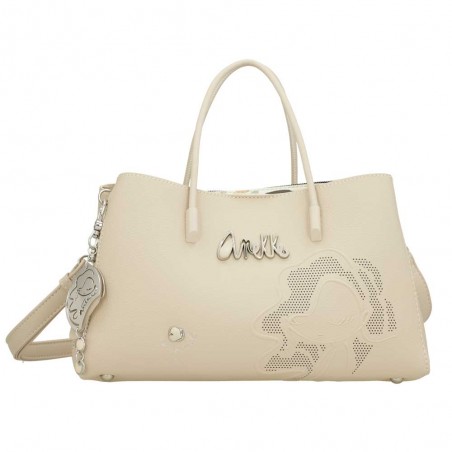 Anekke | Sac à main anses courtes "Original" beige | Sac femme porté main avec bandoulière marque Anekke pas cher